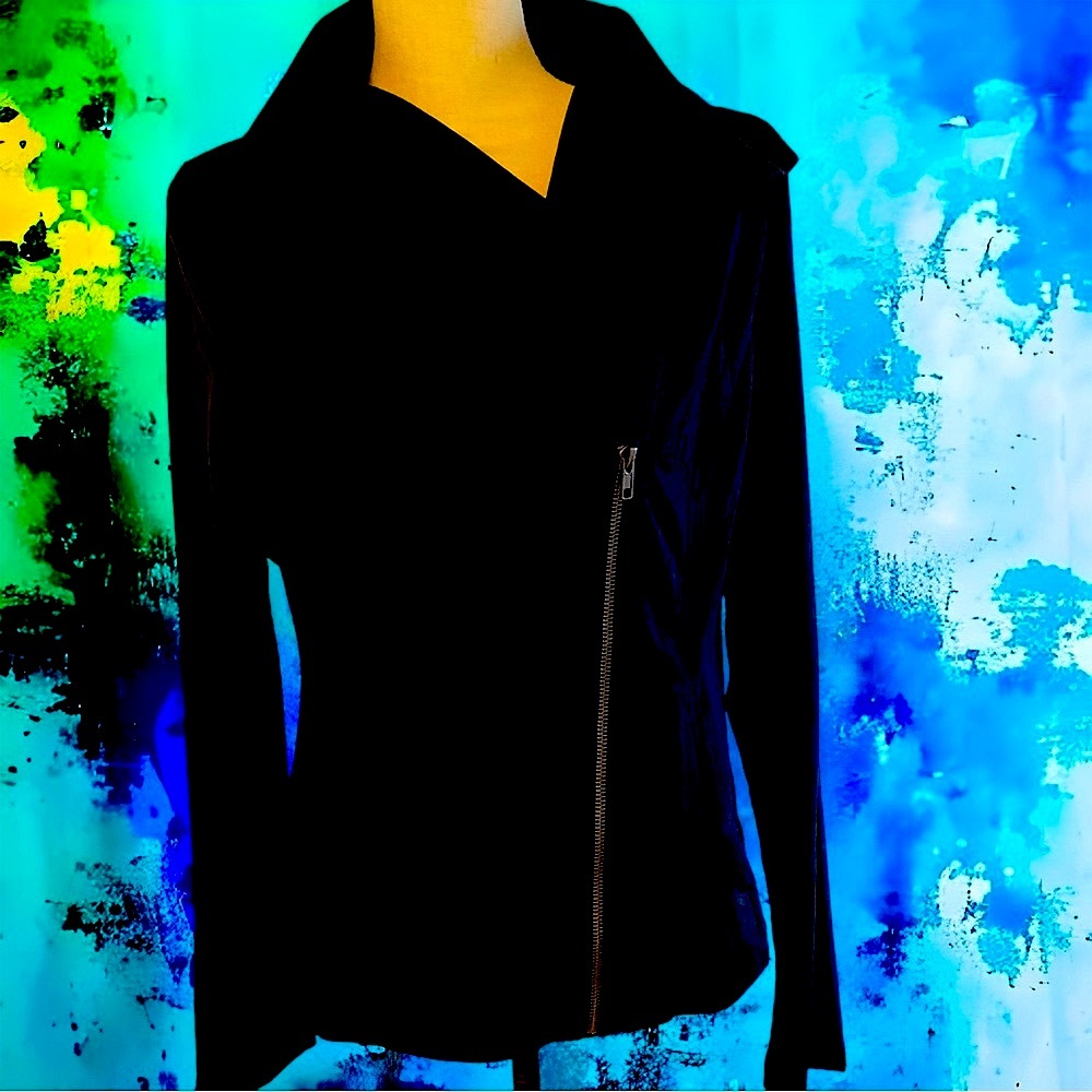 Mystree Womens Medium Black Faux Suede Jacket